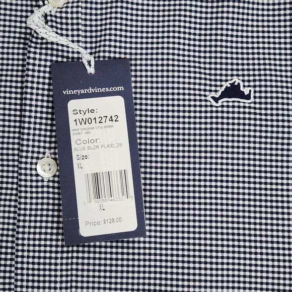 Vineyard Vines OTG On-The-Go Shirt Mens XL Blue Plaid brrr Cooling Stretch NEW - Picture 4 of 16